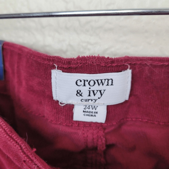 Crown&Ivy Deep Red Corduroy Pants Size 24W (2795) - Picture 3 of 5